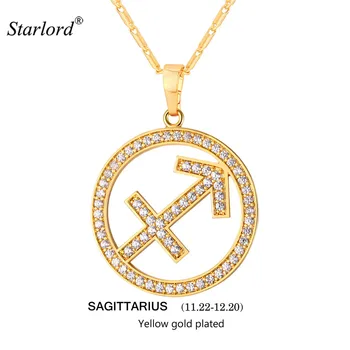

Zodiac Charms SAGITTARIUS Pendant Necklace Simple Design Jewelry Gift Rhinestone Gold/Silver Color Necklace For Men/Women P2511