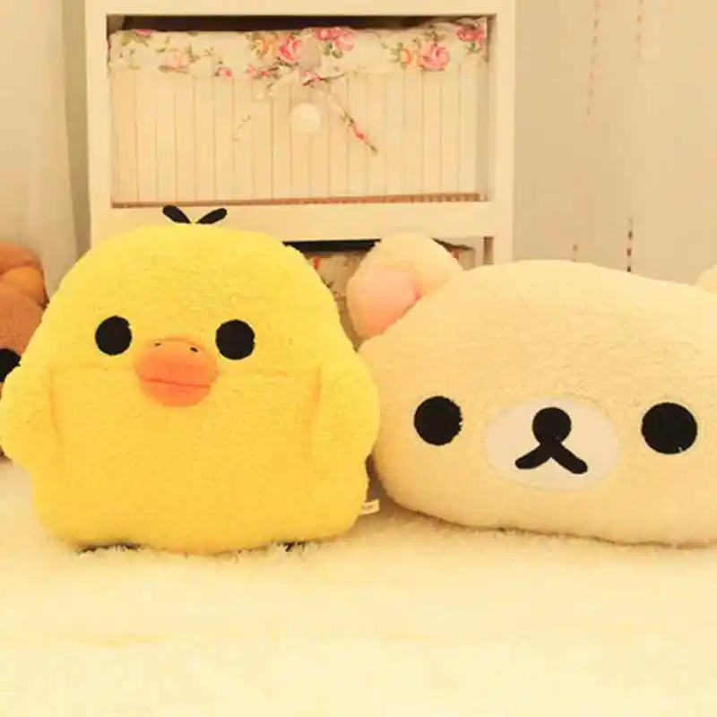 

FoPcc 30x25cm plush cartoon rilakkuma yellow chicken hand warmer pillow, stuffed animal cushion, happy birthday gift for girls