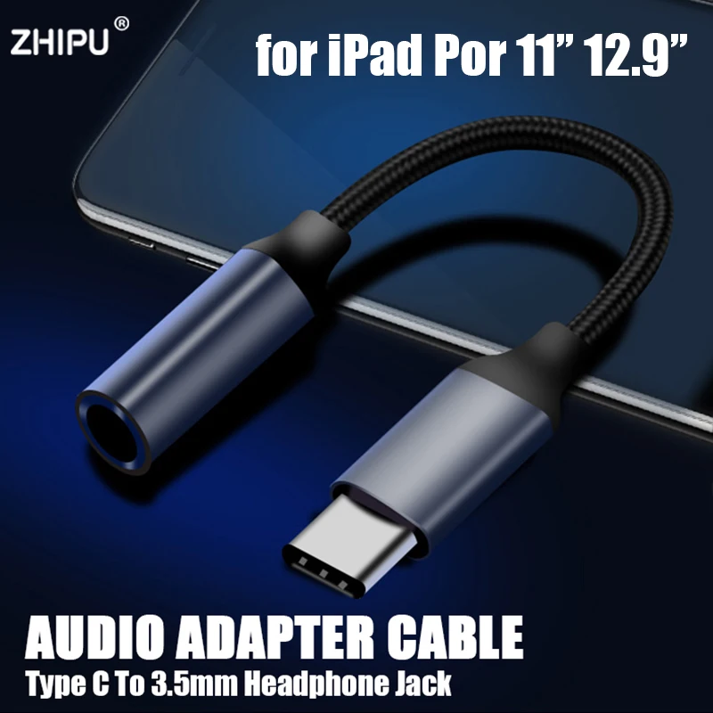 

for iPad Pro 11 2018 USB Type-C To 3.5mm Earphone Jack Adapter Converter Aux Audio Cable Headphone For iPad Pro 11" 12.9 2018