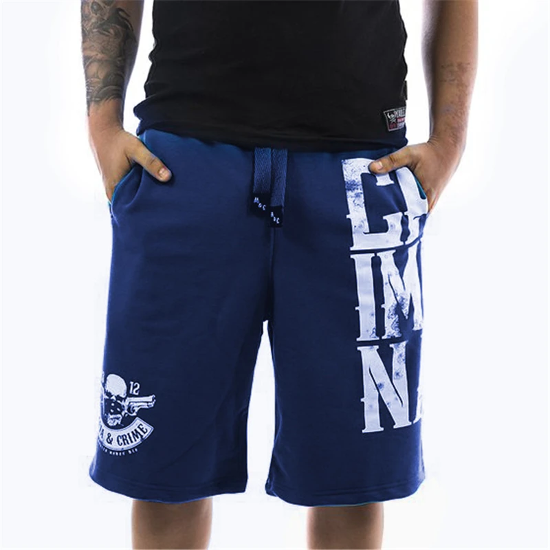 Новинка, хлопковые свободные шорты, штаны для спортзала, фитнеса, бодибилдинга, для мужчин, повседневные, модные, с принтом черепа, для бега, для тренировок, короткие штаны, спортивные штаны