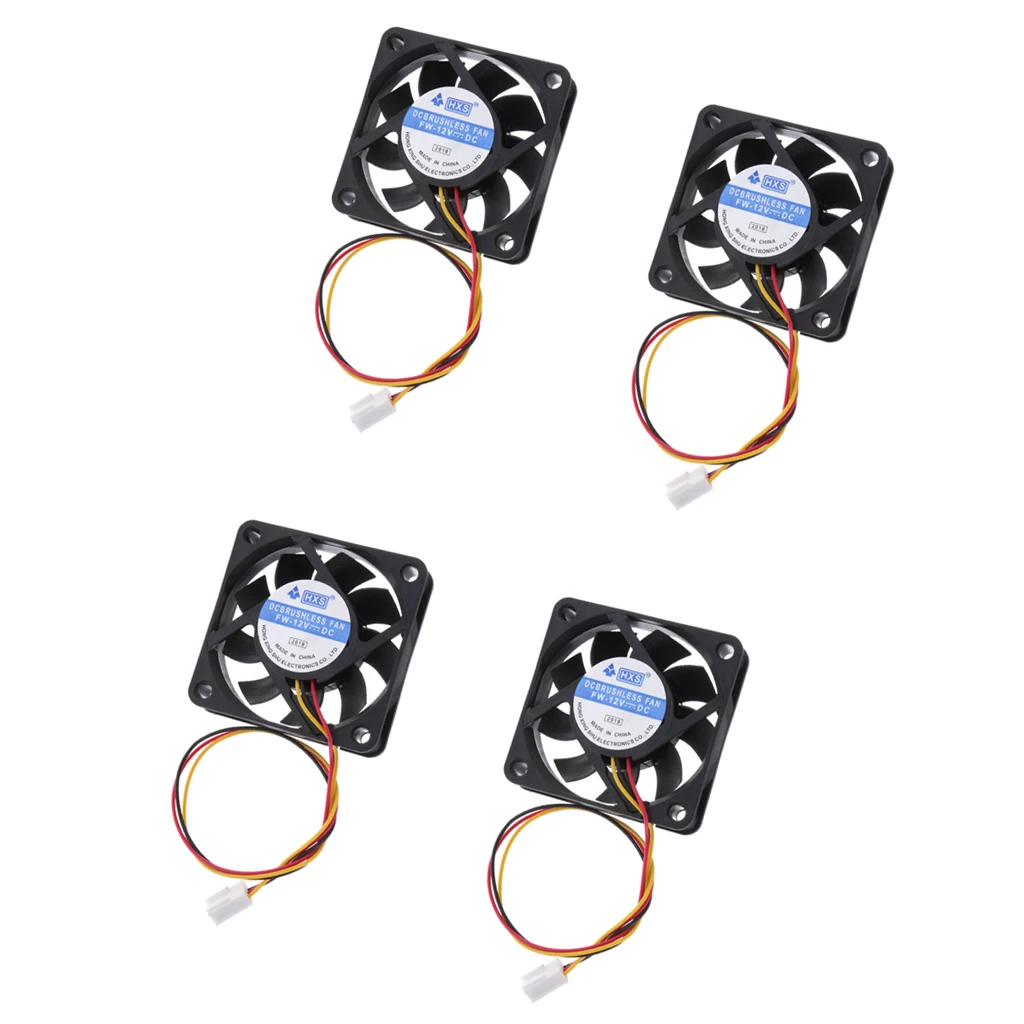 Dovewill 4pieces 12V 3Pin 60mm Mini 6cm Fan Silent Computer Cooler Cooling Fan PC