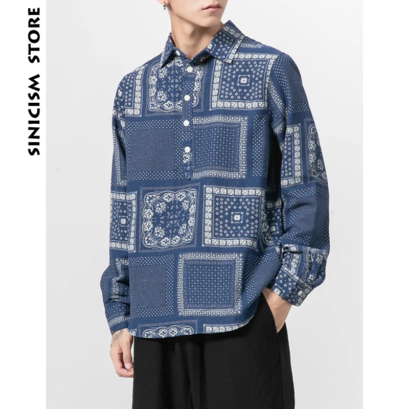Sinicism Store мужские рубашки с длинными рукавами 2019 повседневные японские в уличном
