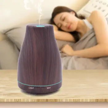 

120ML Ultrasonic Humidifier Aroma Diffuser Essential Oil Diffuser Air Humidifier Mist Maker Wood Grain 7Color Changing LED Light