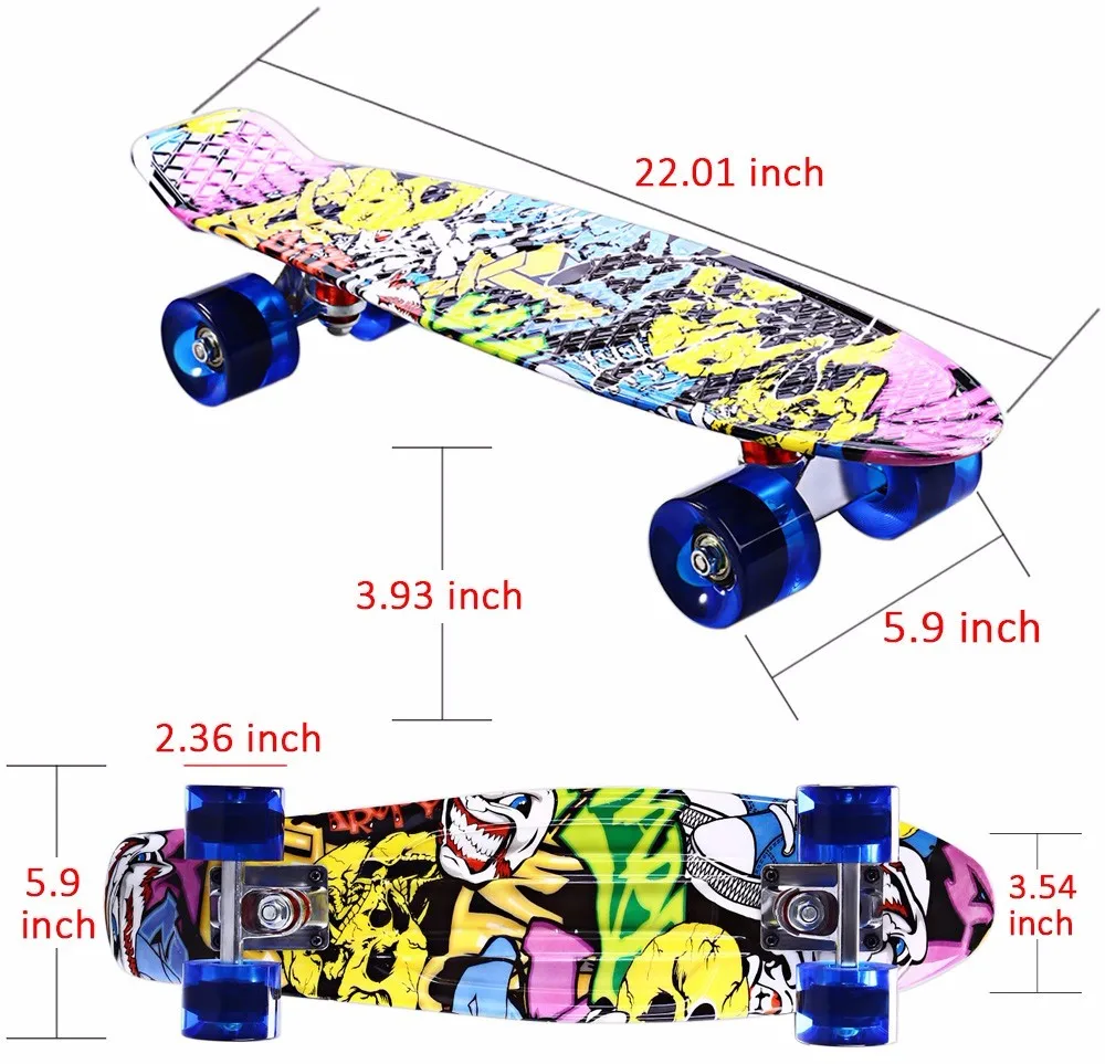 2016 Бесплатная Стиль печати Street 22 дюймов длинные Скейтборды Полный ретро граффити Стиль скейтборд Cruiser длинная доска, скейтборды