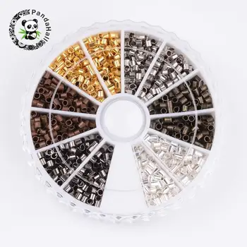 

Brass Crimp Beads, Tube, Mixed Color, 2x2mm, Hole: 1.5mm; about 105pcs/compartment, 1260pcs/box