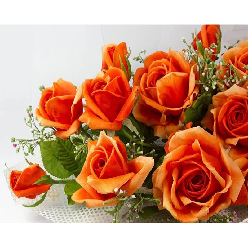 

Diamond Painting Diamond Round Full Drill Orange Roses Diamond Embroidery Cross Stitch Rhinestone Mosaic Painting