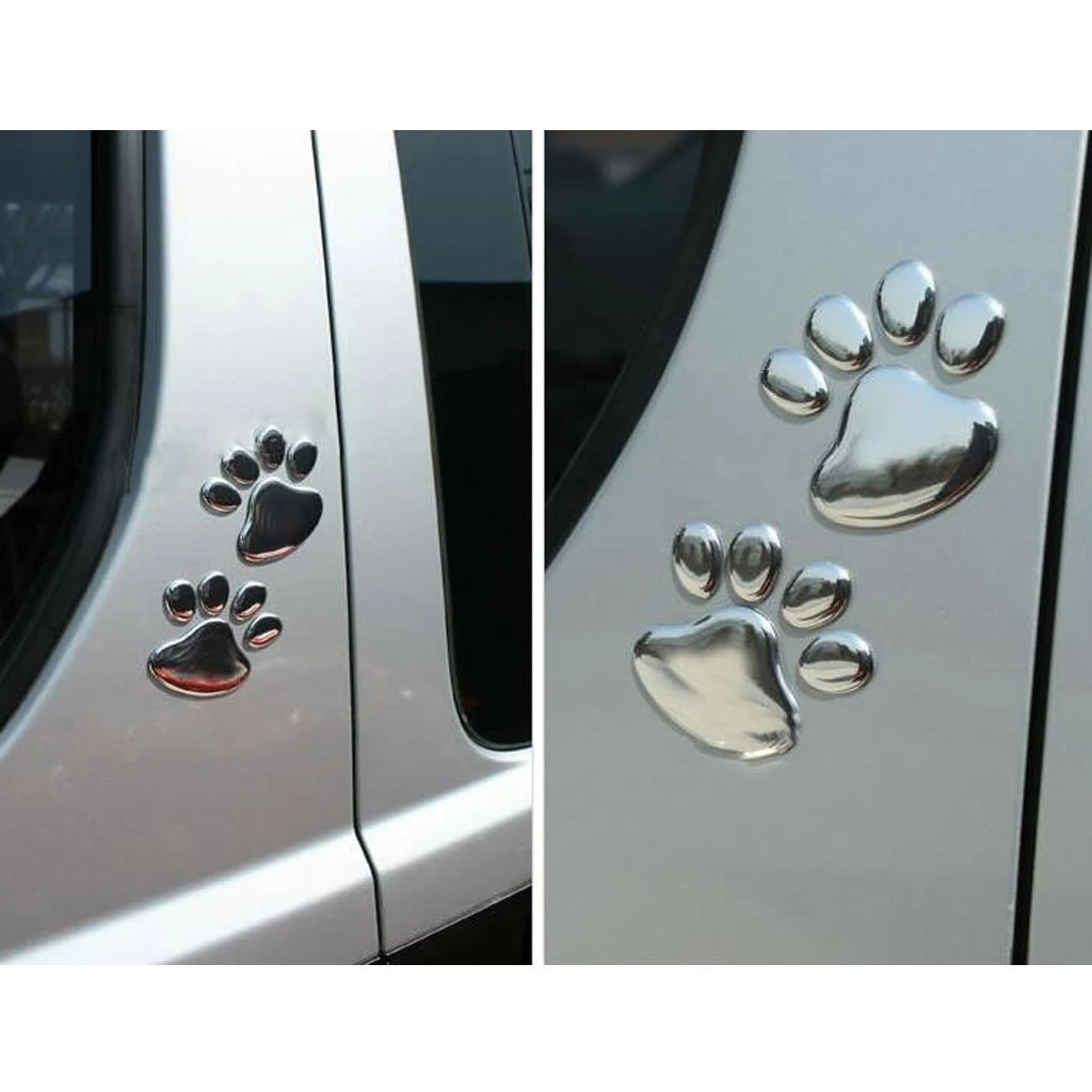 1 Pair 3D Animal Foot Print Car Window Bumper Body Decal Sticker Emblem