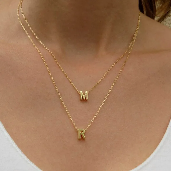  Senfai Wholesale Factory Direct Letter Pendant Necklace Gold-color Zinc Alloy Necklace for Women Gifts jewellery women dog cat 
