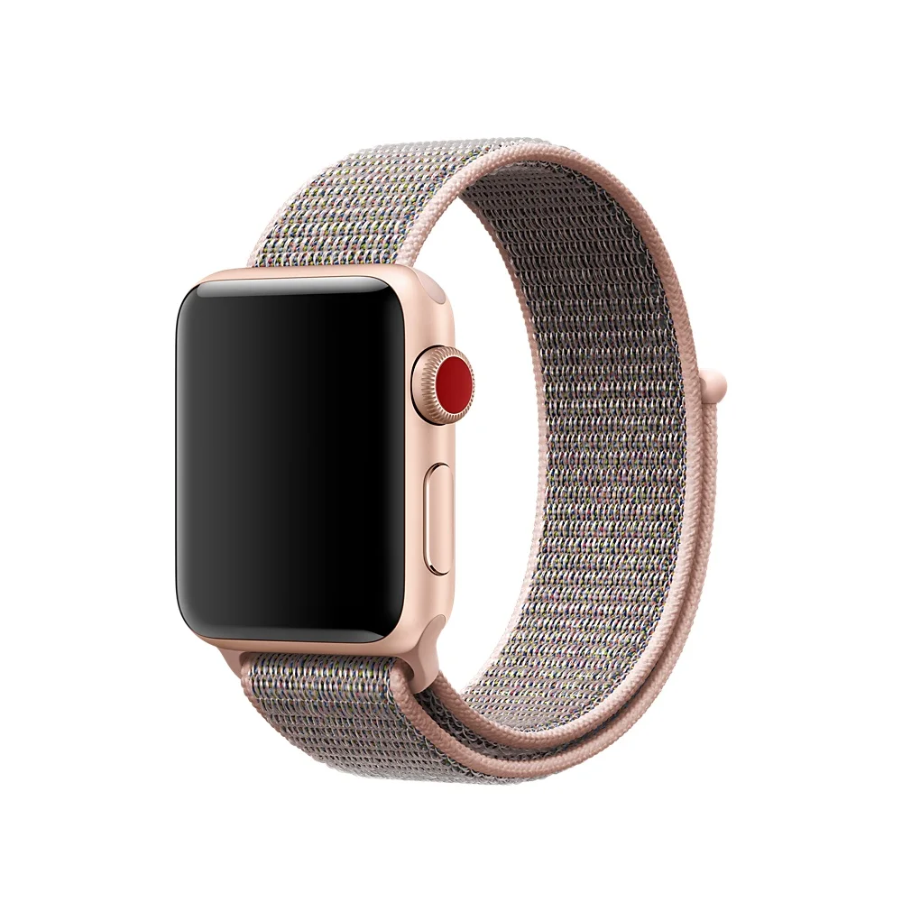 Ремешок для наручных часов Apple Watch Series 5/4/3/2/1 38 мм 42 мм нейлон дышащий сменный ремешок Спортивные петли для наручных часов Apple Watch, версии 44 мм 40 мм - Цвет ремешка: Pink sand