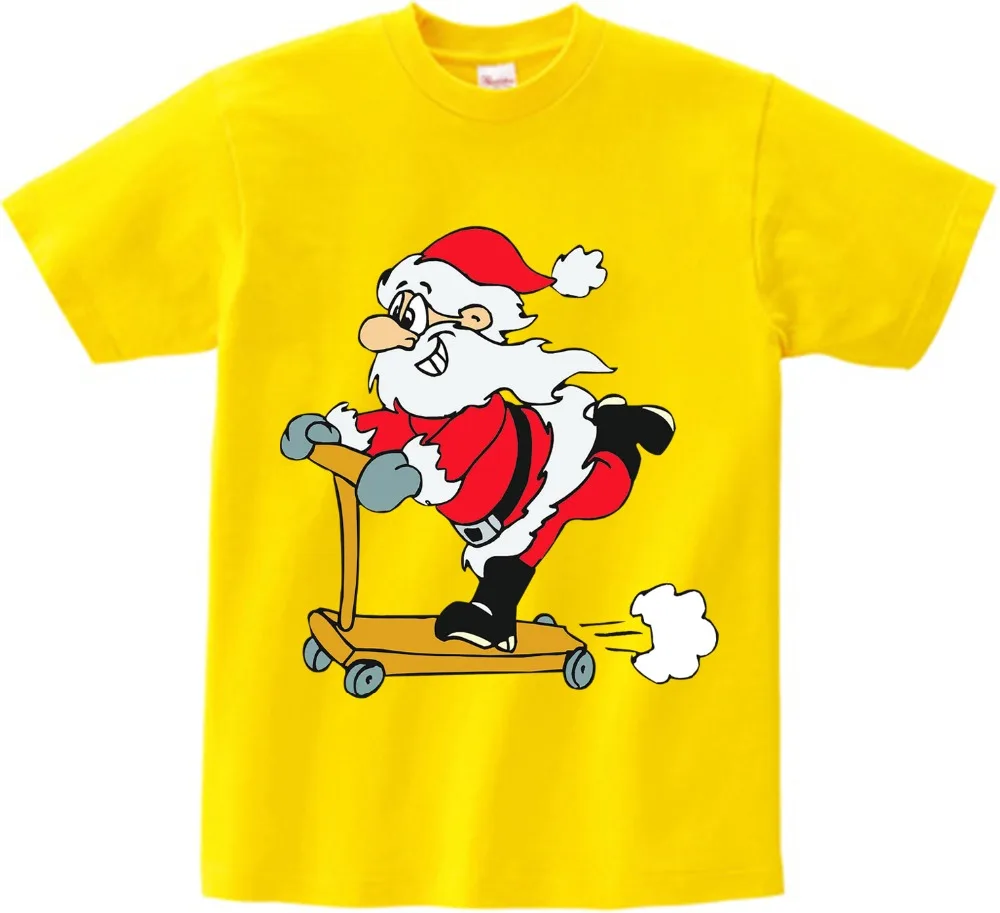 Хлопковая детская футболка Рождественская футболка с короткими рукавами и Санта-Клаусом для маленьких мальчиков и девочек топы, футболка с круглым вырезом для детей возрастом от 2 до 15 лет, NN