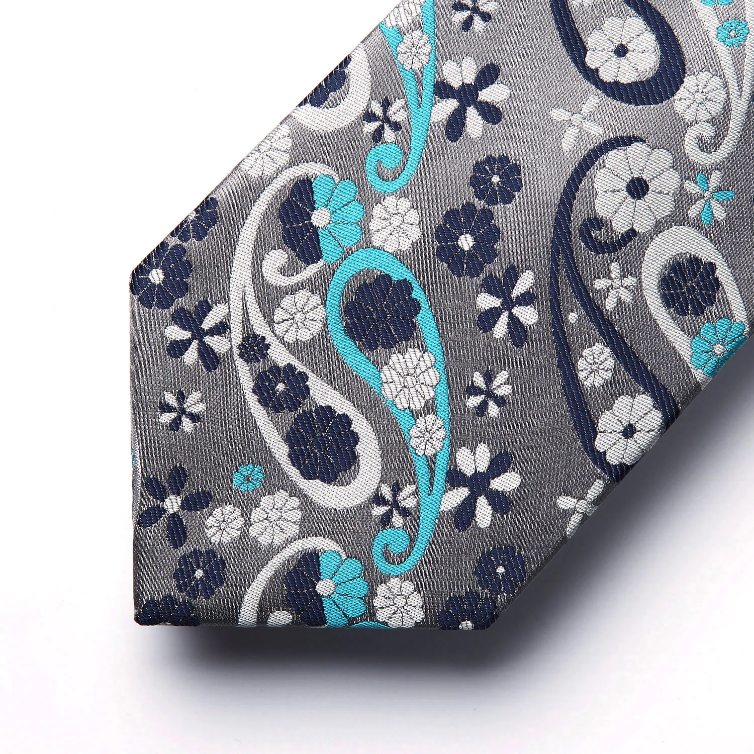  Men Tie New Paisley Silver Green Classic Woven Silk Party Wedding Necktie Handkerchief Set TP827A8S