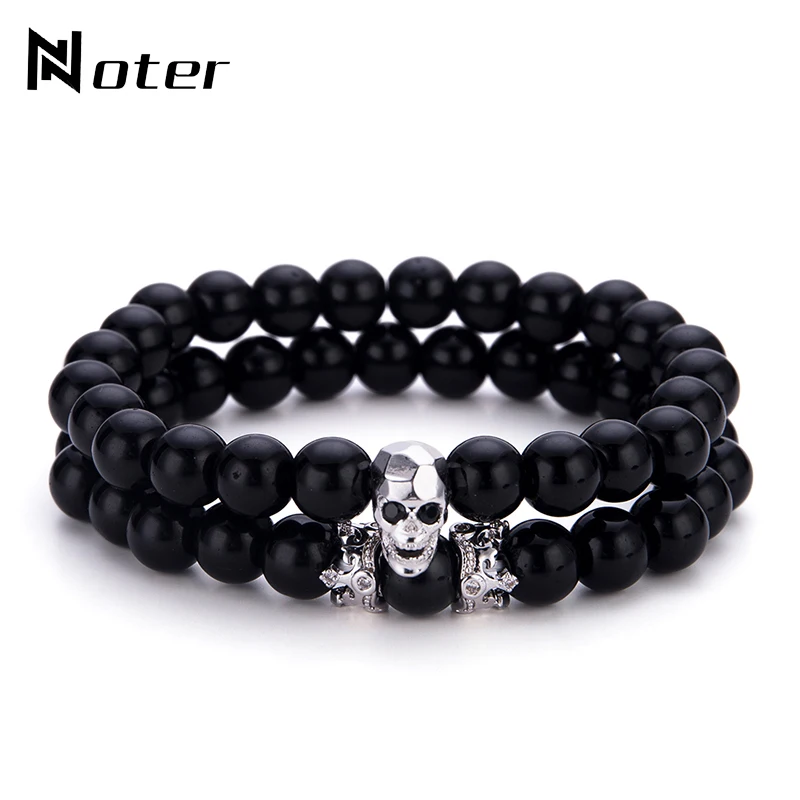 

Noter 2pcs/set Skull Bracelet Homme Luxury Crown Braslet Charm 4 Colors Couple Braslet For Men Jewelry Accessories Pulseras