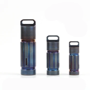 

Titanium alloy EDC outdoor waterproof sealed warehouse emergency medicine cans outdoor waterproof personality backpack pendant