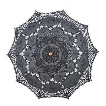 

European Style Cutout Wedding Umbrella Decoration Handmade Black Lace Parasol Gift Umbrella Accessories Drop Shipping