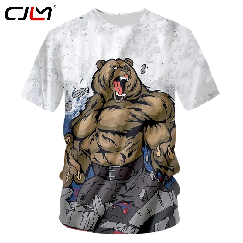 

CJLM 2018 Man Brand Clothes Funny Print Cartoon Bear 3D T-shirt Compression T Shirts Men's Punk Style Short Sleeve Tee Shirt 7XL