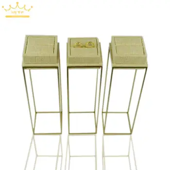 

Stainless Steel Ring Stand 32cm Jewelry Rack With Beige Linen Adjustable Mannequin Rings Cufflinks Stand Holder Show