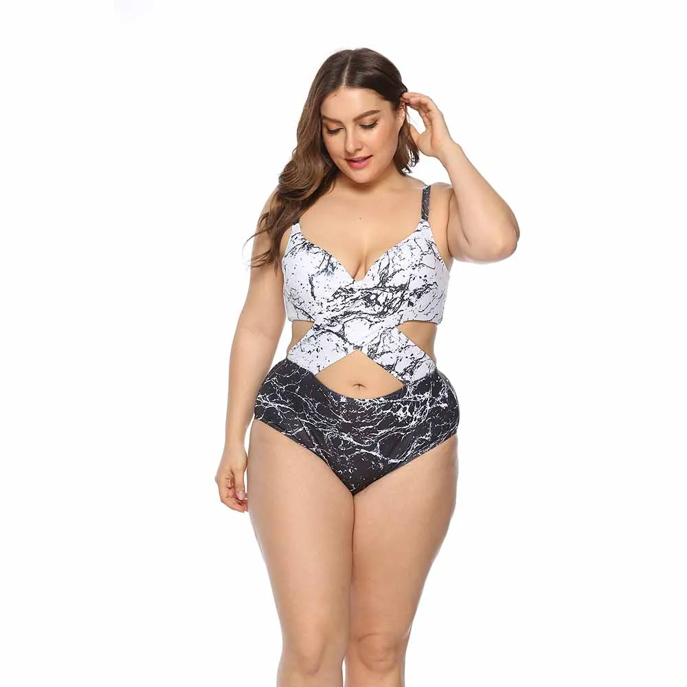 

2019 new large size one-piece swimsuit plus fertilizer to increase one-piece fat sister swimsuit