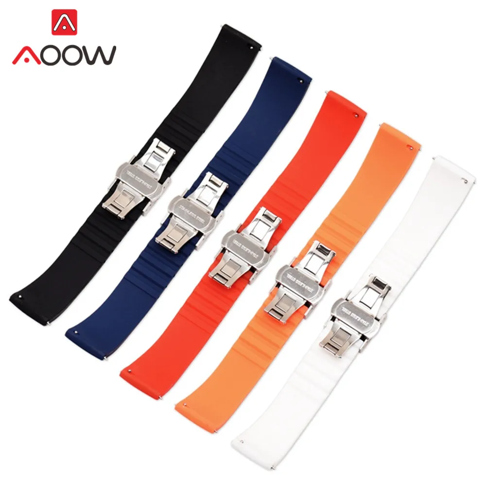 Soft Silicone Quick Release Watch Band with Butterfly Buckle - Premium Quality Strap Accessories