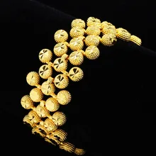 Массивный женский браслет с желтым золотом, мусульманский ислам, сетчатый браслет с гравировкой