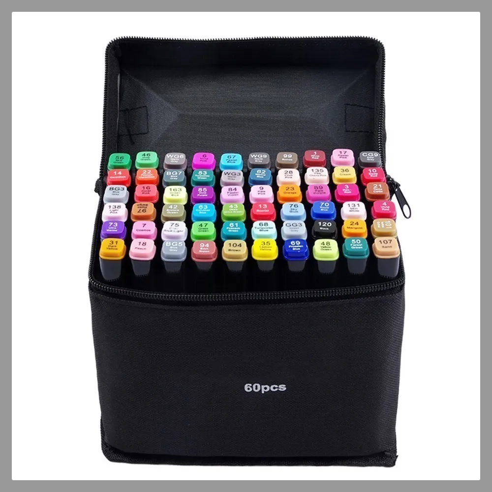 

Affordable Three generations of pen set double head alcohol oily 60 and 80 color marker GOOD