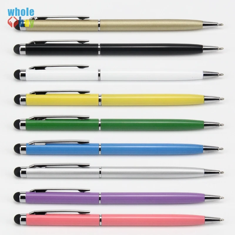

500pcs/lot Stylus Pen 2In1 Ball Point Stylus Touch Pen Capacitive Mobile Phone Universal Touch Screen Pen for IPhone Tablet PC