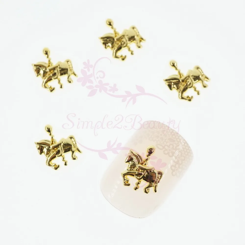 

100pcs/lot Carousel Horse Design Japanese Style Metal Alloy Charms Nail Art DIY Decorations Accessories Wholesale