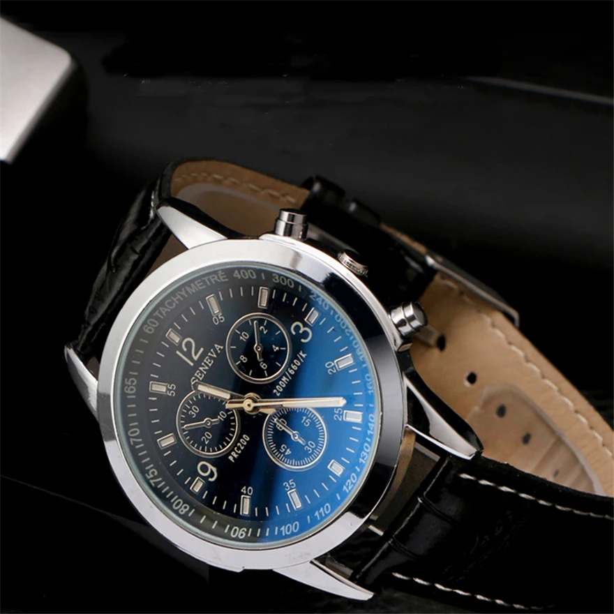 

Fashion Top Brand Luxury Casual Watch Leather Quartz Men Watch Perfect Quality Blue Ray Wristwatch relogio masculino Hot sale