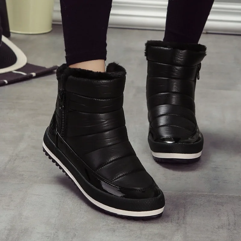 

women snow boots 2018 winter flat heel down warm snow boots casual plus waterproof non-slip short tube female winter boots