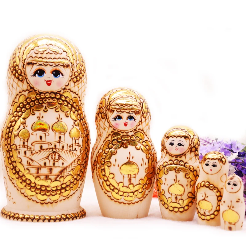 Porgeel 5 unids/Set muñecas Rusas anidadas Pintura DIY muñeca Matryoshka de Madera en Blanco para niños Adultos Porgeel 5 unids/Set muñecas Rusas anidadas Pintura DIY muñeca Matryoshka de Madera en Blanco para niños Adultos