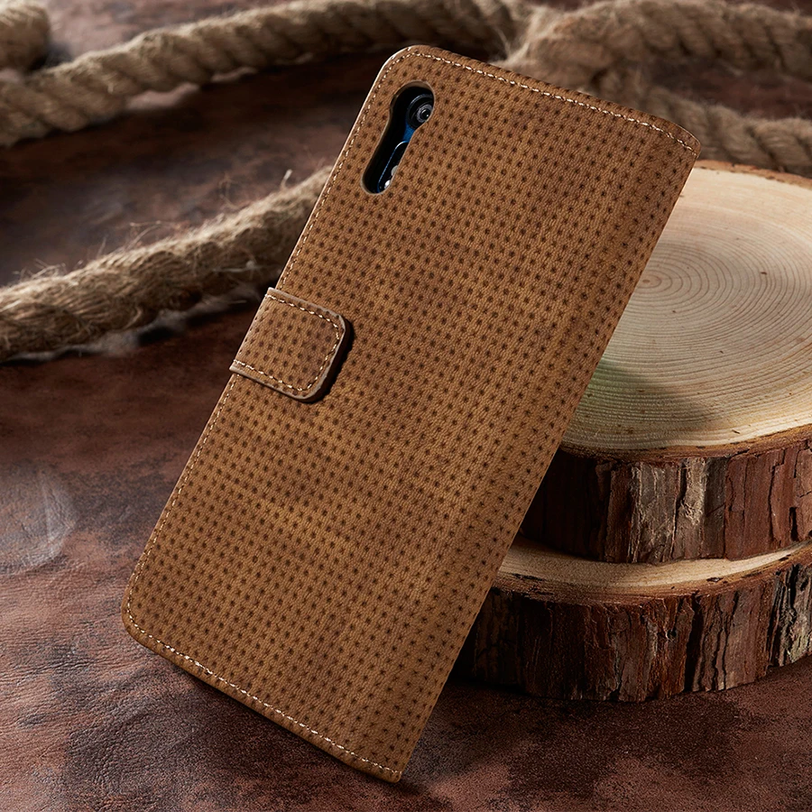Hot Retro Mesh Luxury PU Leather Breathable Case for Sony Xz X Compact Capa Coque Magnetic Flip Stent Card Slot Wallet Cover
