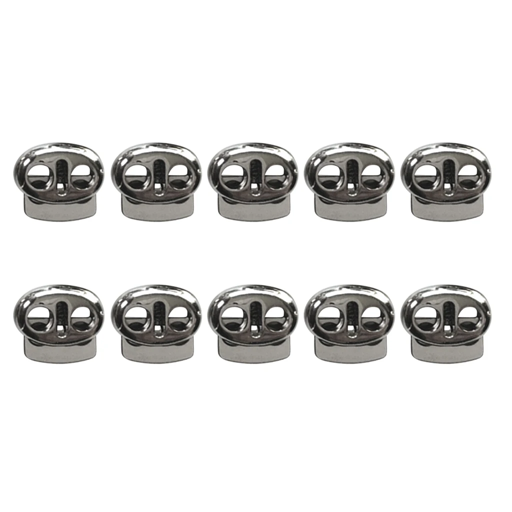 (Pack of 10) Metal Bean Cord Locks Stopper Toggle Rope Clamp 2-Holes Cordlocks Clasp Buckle Drawstring Sewing Fasteners