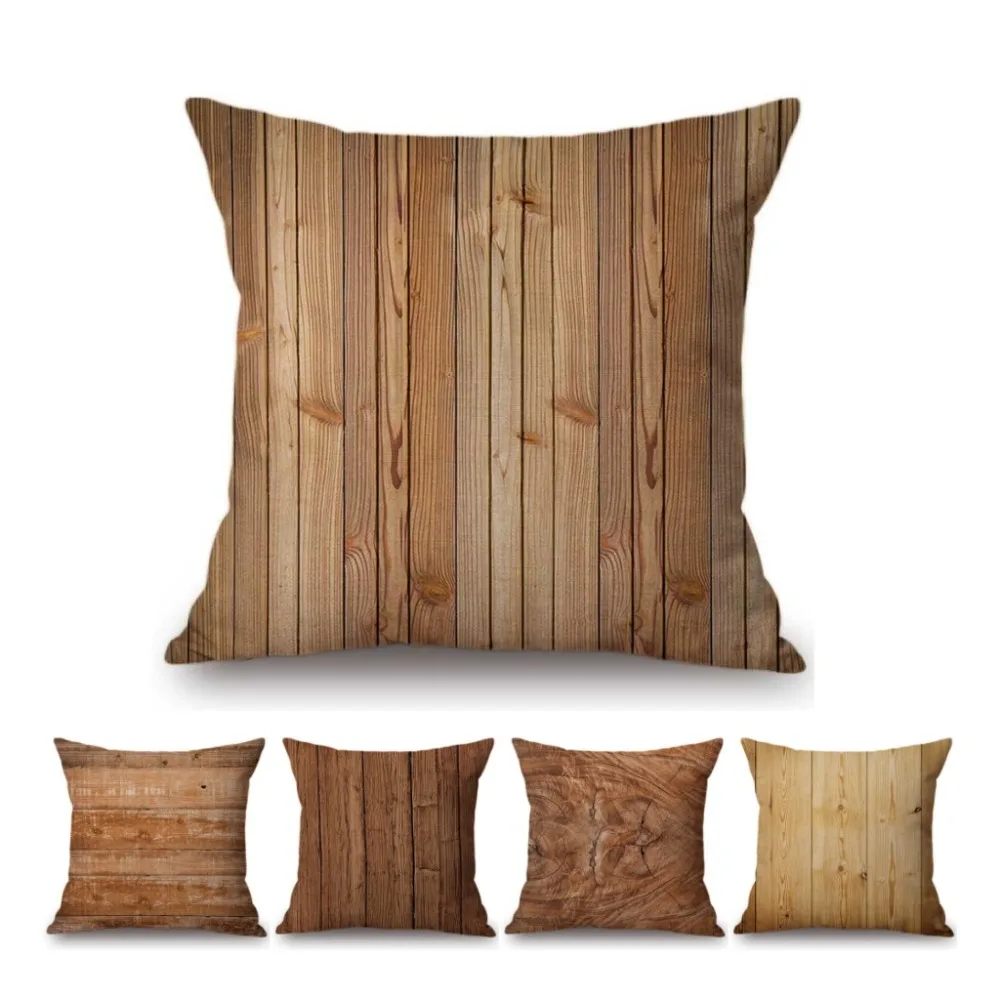 

Классический Декоративный чехол для дивана из хлопка и льна с деревянным цветным рисунком, чехол для украшения дома, Скандинавская искусственная Обложка 45x45 см