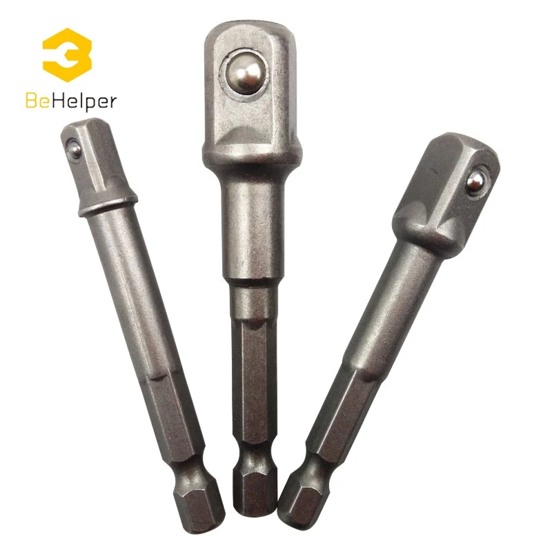 BeHelper 3Pcs Wrench Socket Adapter Set Hex Drill Nut Driver Power