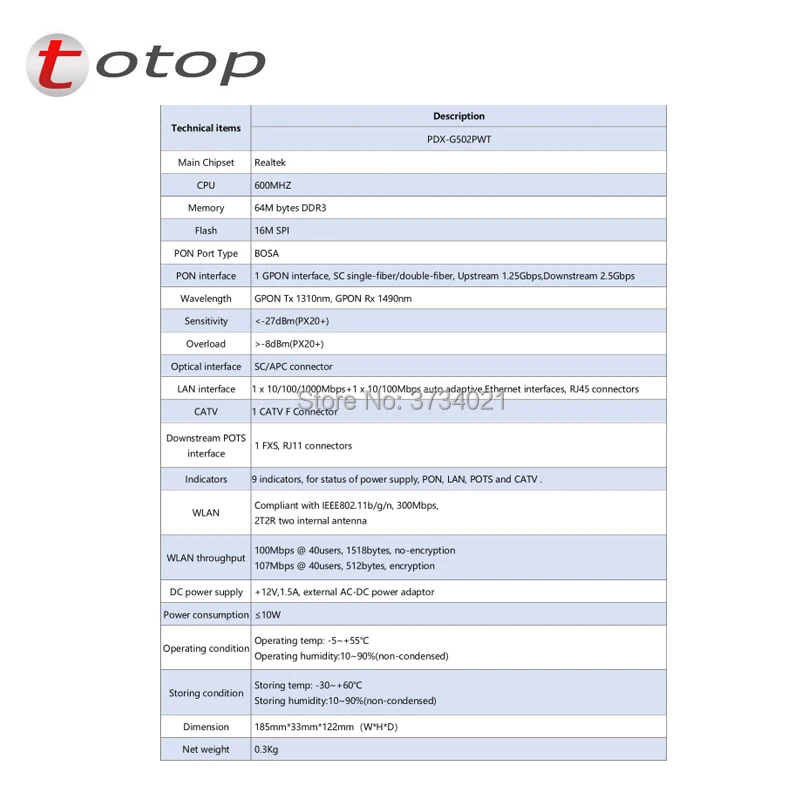 GPON терминал CATV ОНУ ОНТ OTP E502PWT с 1GE + 1FE 1 кастрюли WI FI ONT английская версия SC APC те же