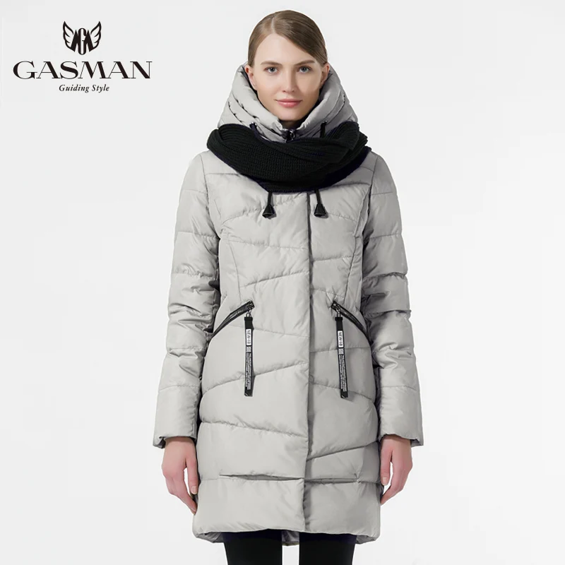 GASMAN 2018 Winter Women Thickening Bio Down Jacket With Scarf Winter Down Jackets And Coat For Women Brand Down Parka New