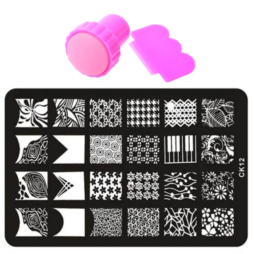 1 pcs Nail Art Stamp plate+1pcs Stamper+1pcs Scraper Nail Art Stamp