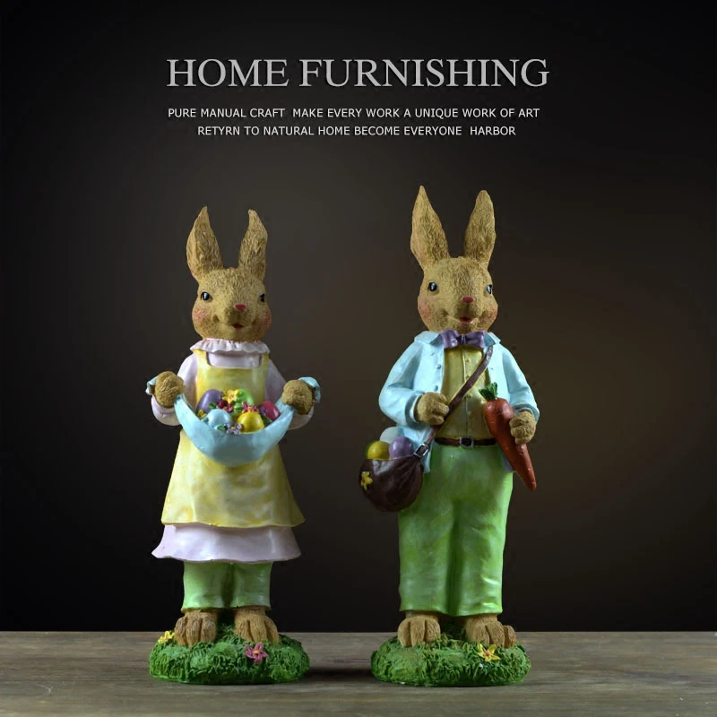 

garden resin cute rabbits figurine Children's room rabbit statue home decor crafts room decoration objects resin animal figurine