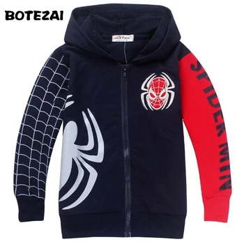 

Retail 2017 Spring Autumn Children's Coat boys Spiderman embroidered hoodie jackets Kids cartoon Clothes baby outerwear