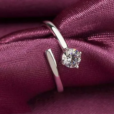 

Hot Selling! 925 Sterling Silver Crystal Open Round Rings for Women Girls Gift Fashion Jewelry Adjustable Free Size Ring