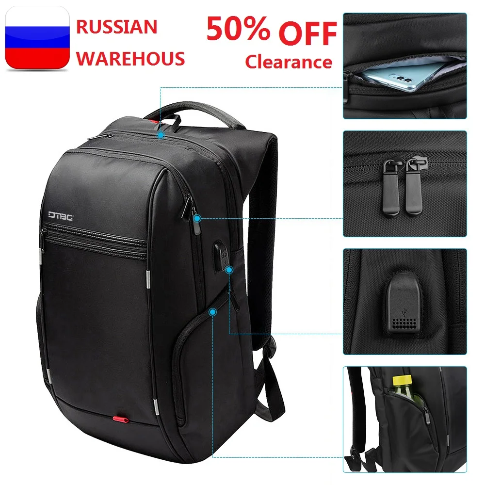 

RU Notebook Backpack Anti thef men 15.6 inch With USB Chargring Port Laptop Back pack for Macbook Air pro 13 15 17 case backbag