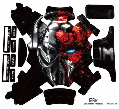 PGY DJI Phantom 3 Accessories Phantom3 Stickers 3M Graphic Wrap Skin Skins Decals Quadcopter Drone Parts