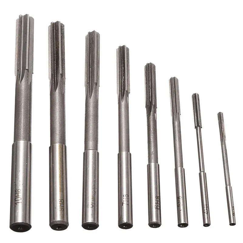 thumbnail image 2 of 8pc HSS Straight Shank Machine Reamer Set - Sizes 3,4,5,6,7,8,9,10mm For Drilling & Milling 2 of 14