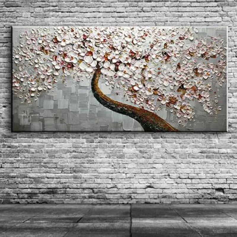

100% Handpainted Knife Flowers Oil Painting On Canvas Modern Abstract Floral Paintings Cheap Wall Art Pictures For Living Room
