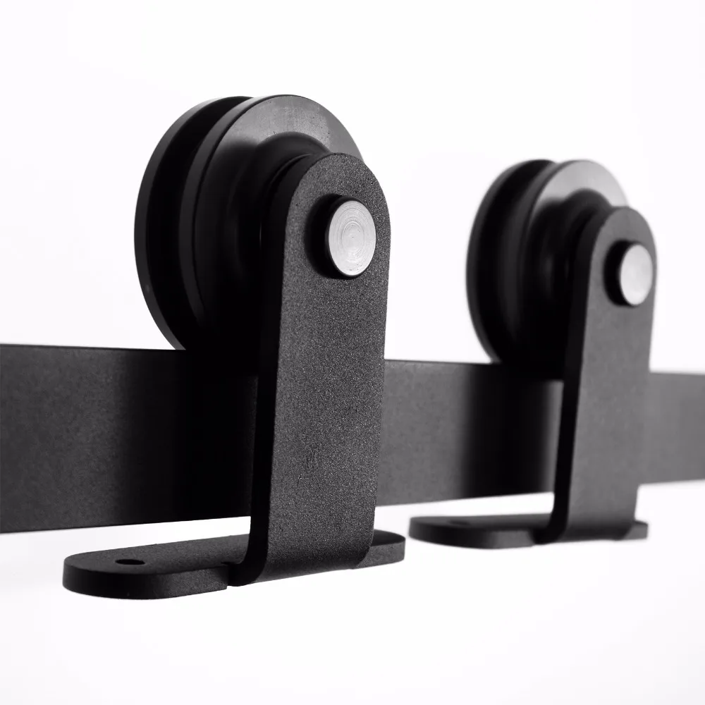 LWZH Heavy Duty Sliding Barn Door Hardware Kit Black T- Shaped Roller for Closet Sliding Door