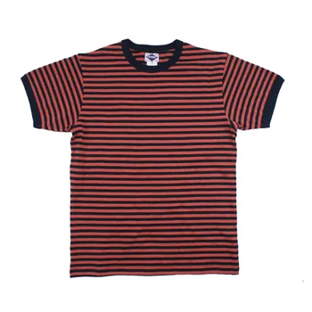 

In The Summer Round Collar Stripe With Short Sleeves Men's T-shirt Thick Paragraph The Navy The Sea Soul T-shirt