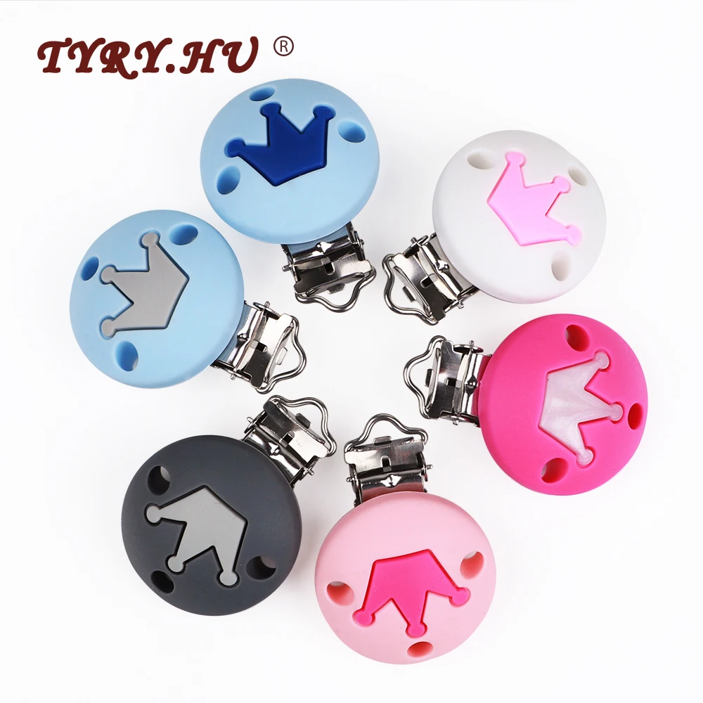 

TYRY.HU Baby Pacifier Clips Silicone Bead Crown Shap Pacifier Holder Nipple Clasp Toy DIY Baby Teether teething Accessories