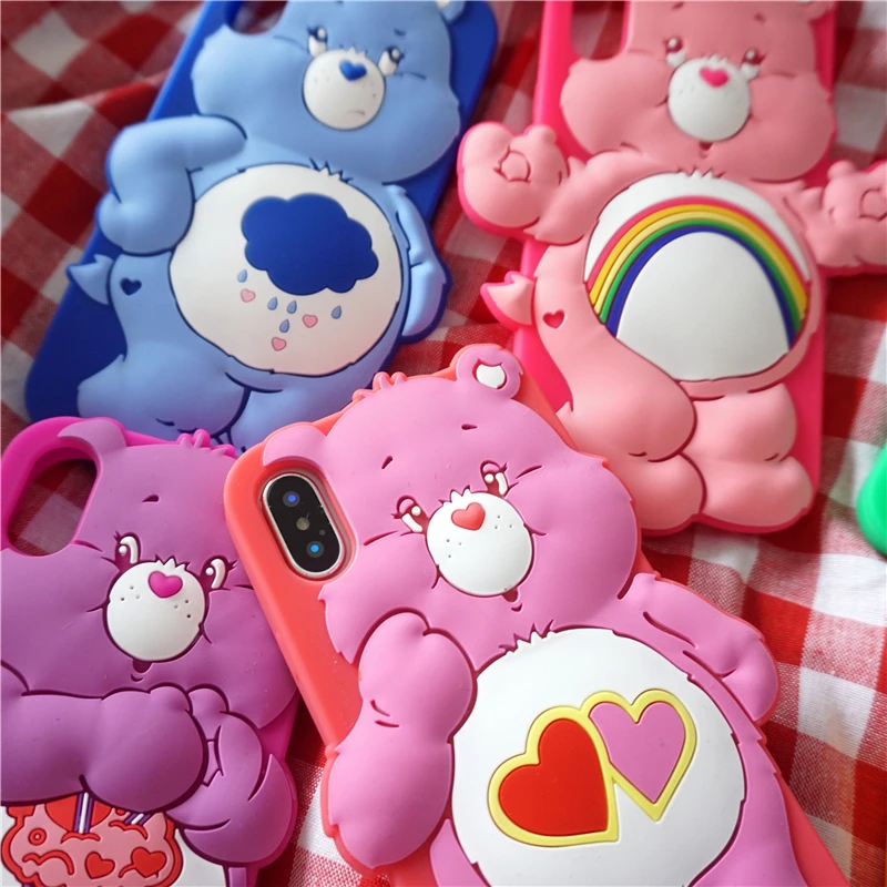 Чехол с медведями для IPhone XSmax XR XS X 8 8Plus 7 7Plus 6S 6 Rainbow bear, матовый Силиконовый мягкий чехол для телефона с кольцом на палец