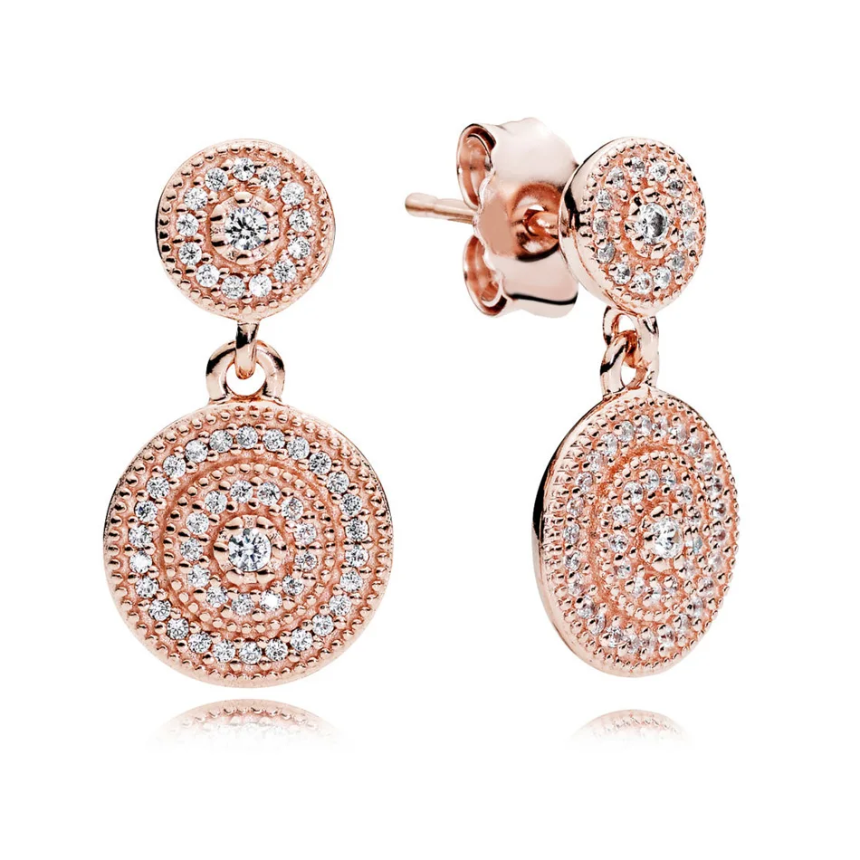 

Authentic 925 Sterling Silver Women Jewelry Lady Earrings Girl Birthday Gift ROSE RADIANT ELEGANCE Hanging Dangle Earrings