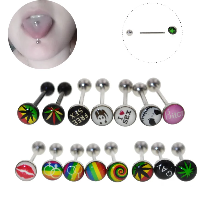 Tongue Pierced Nipple Ring Barbell Body Piercing Jewelry 1Pc