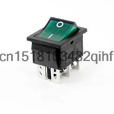 AC 250 V/15A 125 V/20A 6 контактов DPDT I/O зеленый свет оснастки в лодке кулисный